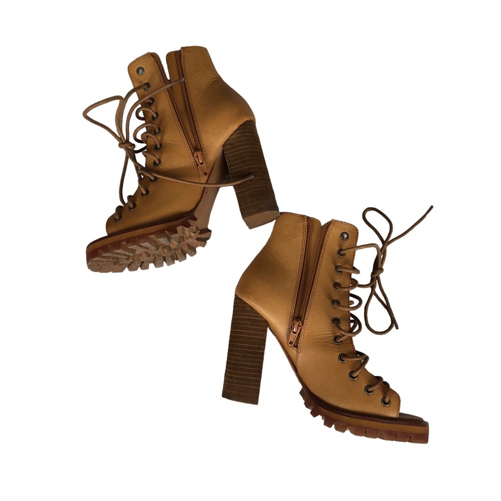 Jeffrey Campbell Tan Lace-Up Heeled Boots - Picture 2 of 16